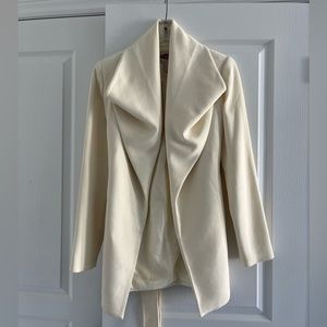 Open Waterfall Collar Jacket Blazer with Waist Belt